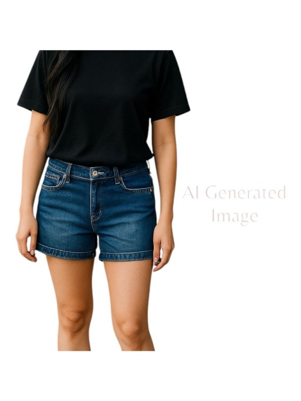 Angels SKINNY Ramie Flap Pockets Mid Rise Stretch Blue Denim Jeans Shorts Sz 10